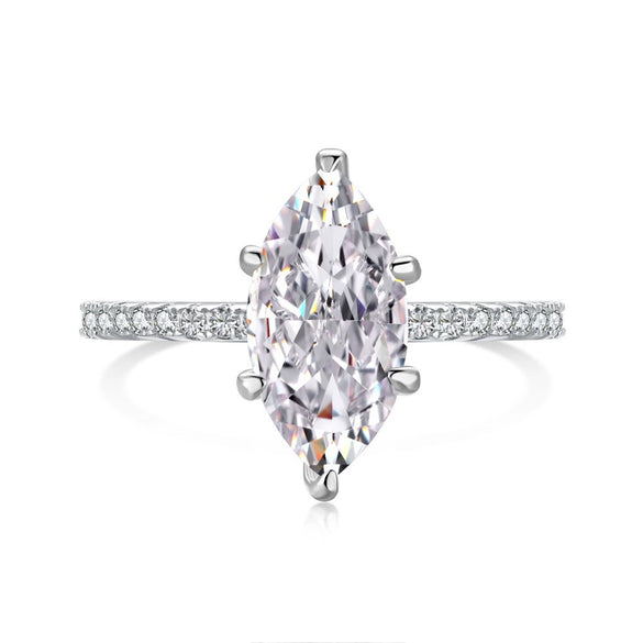 Women's S925 Sterling Silver Geometric Ring With Ice Flower Cut 8A Zircon And Electroplating Treatment