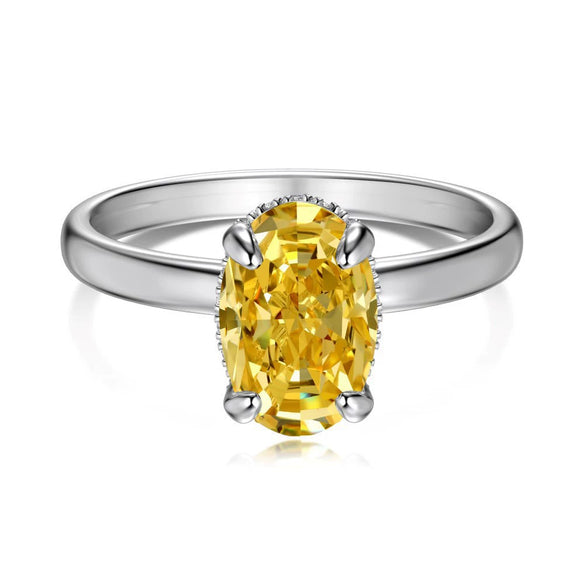 Women's S925 Sterling Silver Geometric Ring With Ice Flower Cut Zircon And Electroplating