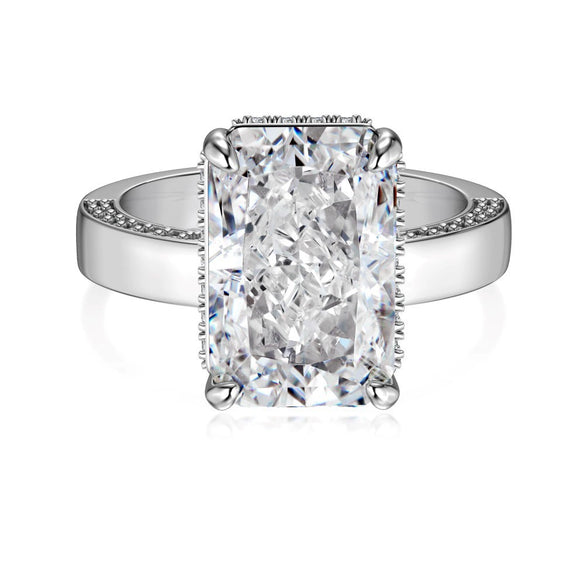 Women's S925 Sterling Silver Geometric Ring With Ice Flower Cut Zircon And Electroplating