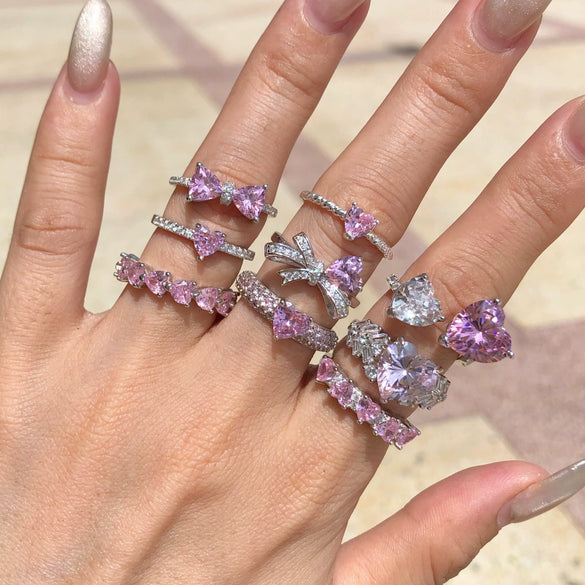 Women's S925 Sterling Silver Geometric Ring With Ice Flower Zirconium And High Carbon Diamond Electroplated Cute Style