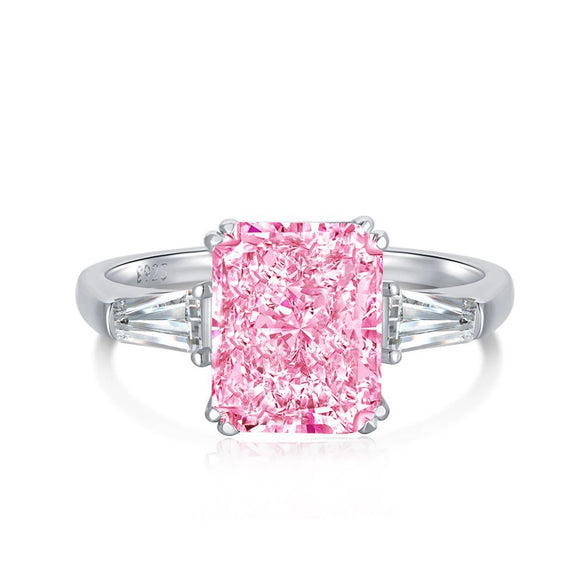 Women's S925 Sterling Silver Geometric Ring With Ice Flower Zirconium And High Carbon Diamond Electroplated Cute Style