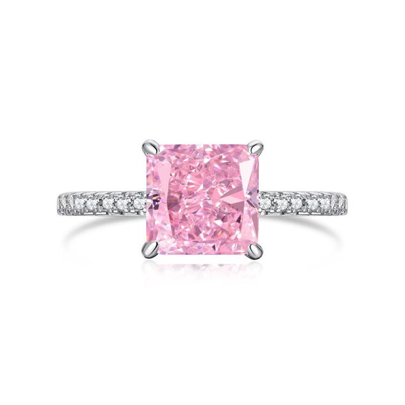 Women's S925 Sterling Silver Geometric Ring With Ice Flower Zirconium And High Carbon Diamond Electroplated Cute Style