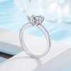 Women's S925 Sterling Silver Geometric Ring With Micro Inlaid Stone Six Claw Setting Electroplated Adjustable Open Band Jewelry