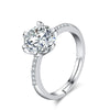Women's S925 Sterling Silver Geometric Ring With Micro Inlaid Stone Six Claw Setting Electroplated Adjustable Open Band Jewelry