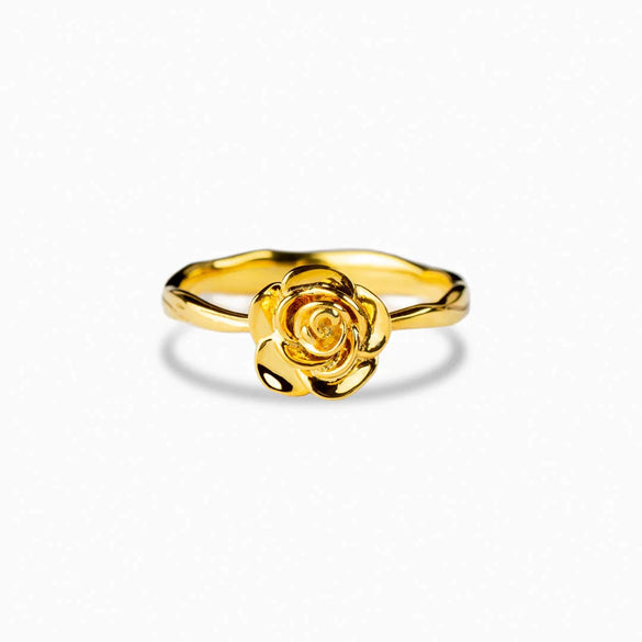 Women's S925 Sterling Silver Geometric Rose Flower Ring Electroplated