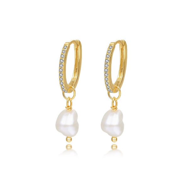 Women's S925 Sterling Silver Geometric Round Bead Earrings With Zirconia In Light Luxury Style