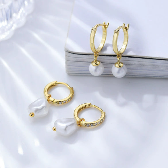 Women's S925 Sterling Silver Geometric Round Bead Earrings With Zirconia In Light Luxury Style
