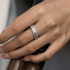 Women's S925 Sterling Silver Geometric Round Hip Hop Ring With Synthetic Carbon Silicon Stone Seiko Design