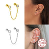 Women's S925 Sterling Silver Geometric Single Diamond Chain Earrings Simple Style