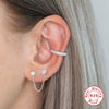Women's S925 Sterling Silver Geometric Single Diamond Chain Earrings Simple Style