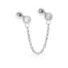 Women's S925 Sterling Silver Geometric Single Diamond Chain Earrings Simple Style