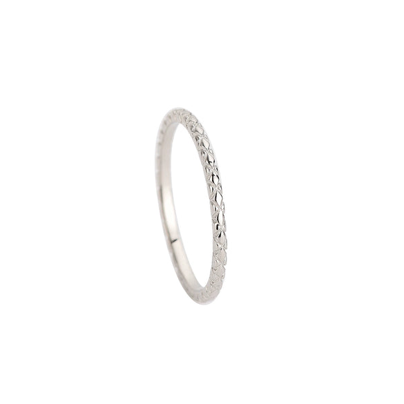 Women's S925 Sterling Silver Geometric Snake Bone Ring With Diamond Texture And Electroplated Finish