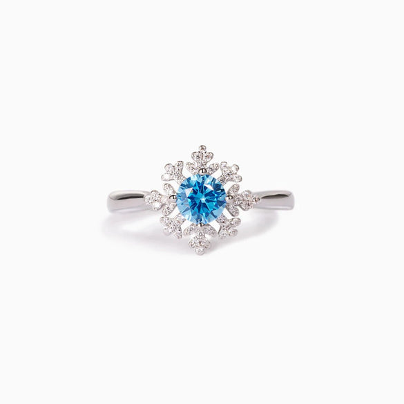 Women's S925 Sterling Silver Geometric Snowflake Ring With Electroplating