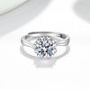 Women's S925 Sterling Silver Geometric Snowflake Ring With Moissanite Adjustable Electroplated Fine Jewelry