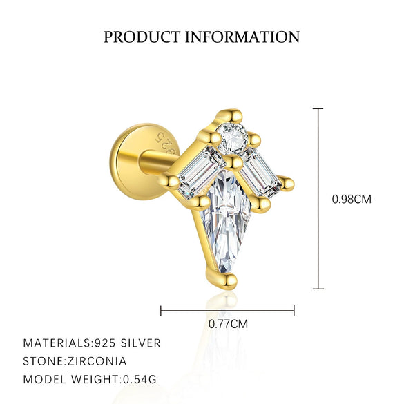 Women's S925 Sterling Silver Geometric Square Zircon Earrings