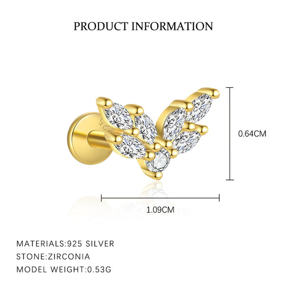 Women's S925 Sterling Silver Geometric Square Zircon Earrings