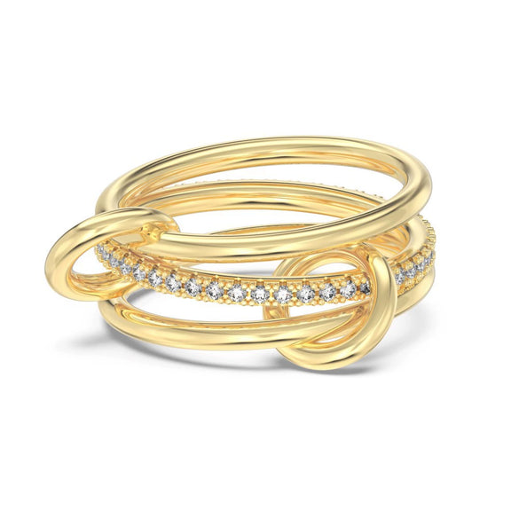 Women's S925 Sterling Silver Geometric Style Ring With Electroplating
