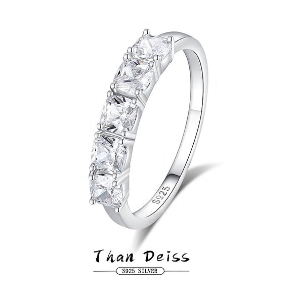 Women's S925 Sterling Silver Geometric Sugar Cube Diamond Ring