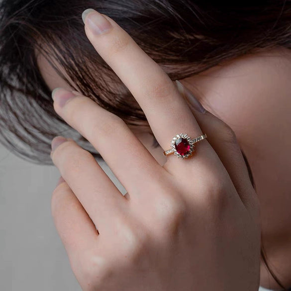 Women's S925 Sterling Silver Geometric Sunflower Ring Electroplated