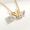 Women's S925 Sterling Silver Geometric Swan Pendant Necklace Elegant Electroplated Clavicle Chain Jewelry