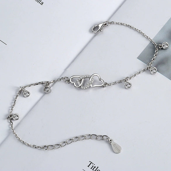 Women's S925 Sterling Silver Geometric Tassel Bracelet With Crystal Electroplated Simple Elegant Hand Jewelry