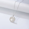 Women's S925 Sterling Silver Geometric Tree Of Life Pendant Necklace With Cross Chain And Natural Shell