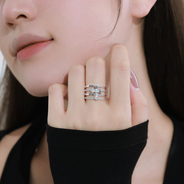 Women's S925 Sterling Silver Geometric Ushaped Light Luxury Style Electroplated Ring And Bracelet