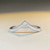 Women's S925 Sterling Silver Geometric Vshaped Stacked Ring Electroplated Does Not Fade