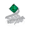 Women's S925 Sterling Silver Geometric Water Drop Bow Ring With Colorful Pagoda Zircon And Exquisite Gemstone Electroplated