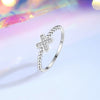 Women's S925 Sterling Silver Geometric Xshaped Cross Micro Inlay Stacked Ring