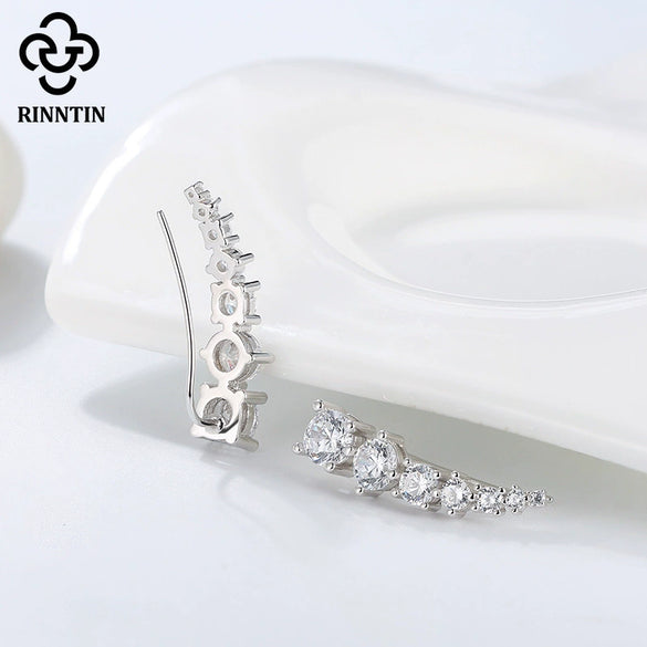 Women's S925 Sterling Silver Geometric Zircon Earrings With Electroplated Retro Elegant Design Fine Jewelry Wholesale