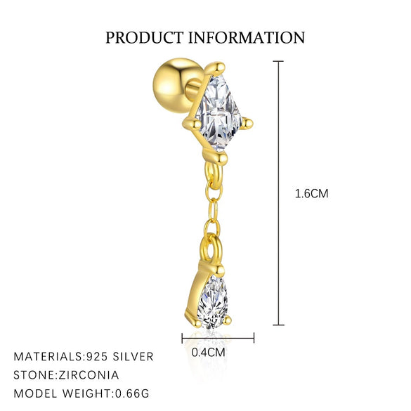 Women's S925 Sterling Silver Geometric Zircon Earrings