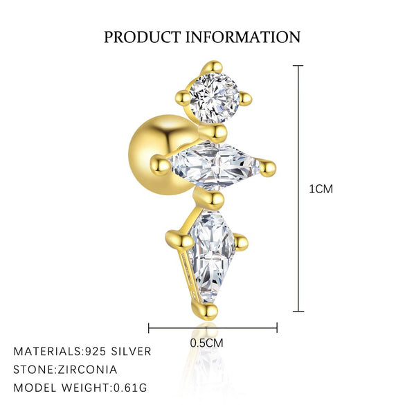 Women's S925 Sterling Silver Geometric Zircon Earrings