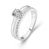 Women's S925 Sterling Silver Geometric Zircon Ring Set With Diamonds