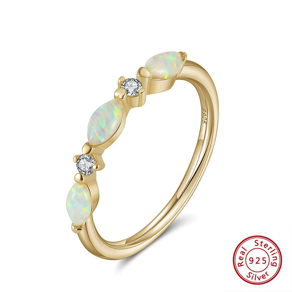 Women's S925 Sterling Silver Geometric Zircon Ring With Electroplating Design