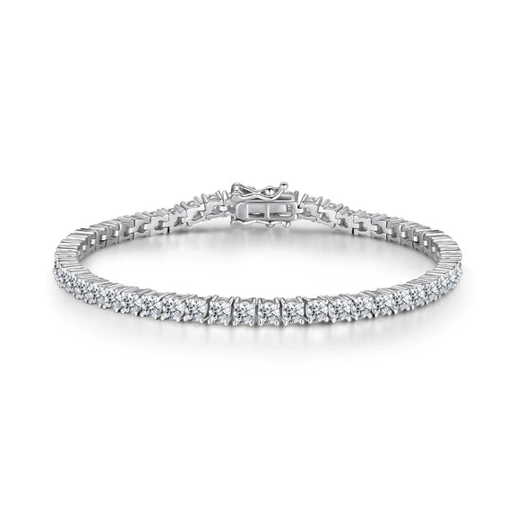 Women's S925 Sterling Silver Geometric Zircon Tennis Chain Bracelet Set With Diamonds
