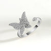 Women's S925 Sterling Silver Gold Tone Butterfly Rotating Ring Adjustable Open Ring Electroplated Anxiety Relief Ring