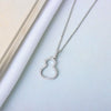 Women's S925 Sterling Silver Gourd Pendant Necklace With Mixed Gem Inlay Hollow Cross Chain Electroplated Clavicle Necklace Gift
