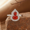Women's S925 Sterling Silver Gourd Shaped Colored Gemstone Ring Set With Gems
