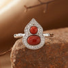 Women's S925 Sterling Silver Gourd Shaped Colored Gemstone Ring Set With Gems