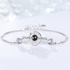 Women's S925 Sterling Silver Heart Bracelet With Diamond Accent Simple Love Memory Bracelet Romantic Gift