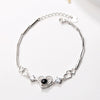 Women's S925 Sterling Silver Heart Bracelet With Diamond Accent Simple Love Memory Bracelet Romantic Gift