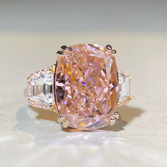 Women's S925 Sterling Silver Heart Ring With High Carbon Diamond And Geometric Style Electroplated