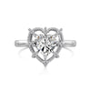 Women's S925 Sterling Silver Heart Shape Ring With Pink Love Zircon Design And Electroplating Treatment