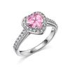 Women's S925 Sterling Silver Heart Shape Ring With Pink Love Zircon Design And Electroplating Treatment