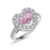 Women's S925 Sterling Silver Heart Shape Ring With Pink Love Zircon Design And Electroplating Treatment