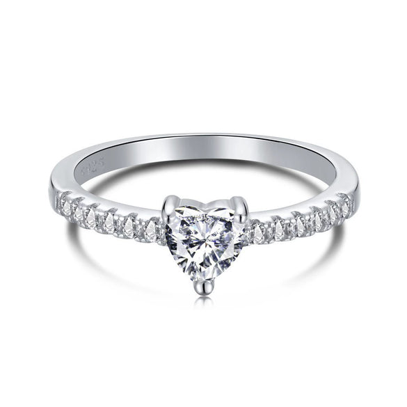 Women's S925 Sterling Silver Heart Shape Ring With Pink Love Zircon Design And Electroplating Treatment