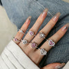 Women's S925 Sterling Silver Heart Shape Ring With Pink Love Zircon Design And Electroplating Treatment