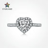 Women's S925 Sterling Silver Heart Shaped Ring With Spot Full Simulation Diamond Love Design Electroplated
