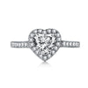 Women's S925 Sterling Silver Heart Shaped Ring With Spot Full Simulation Diamond Love Design Electroplated